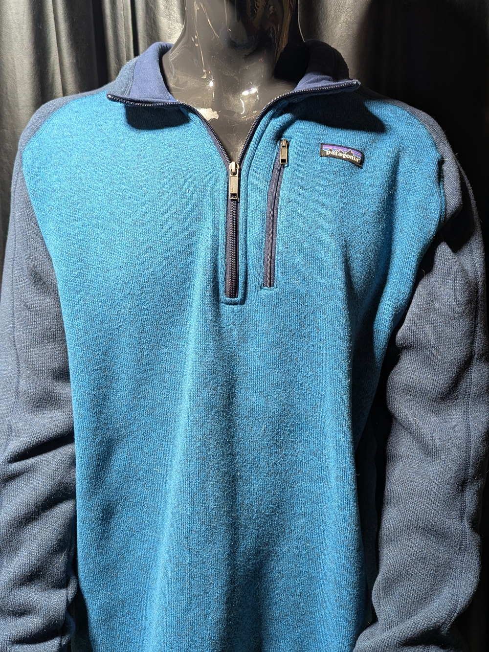 Patagonia Better Sweater 1/4 Zip Fleece Teal Navy Colorblock XL